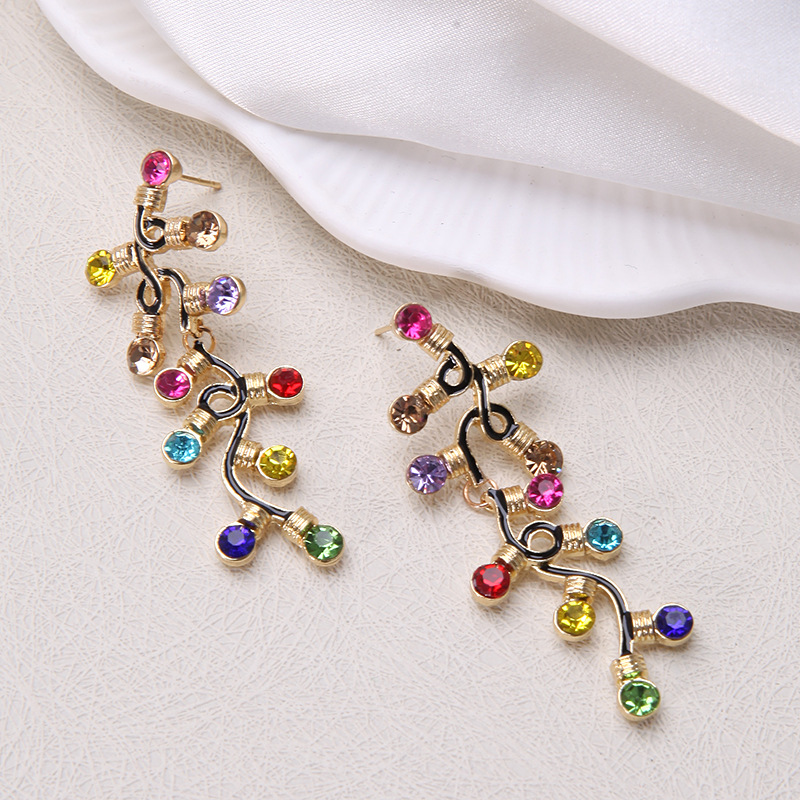 Holiday Occasion Alloy Material Christmas Festival 1 Pair Christmas Simple Style Christmas Tree Inlay Alloy Zircon Drop Earrings