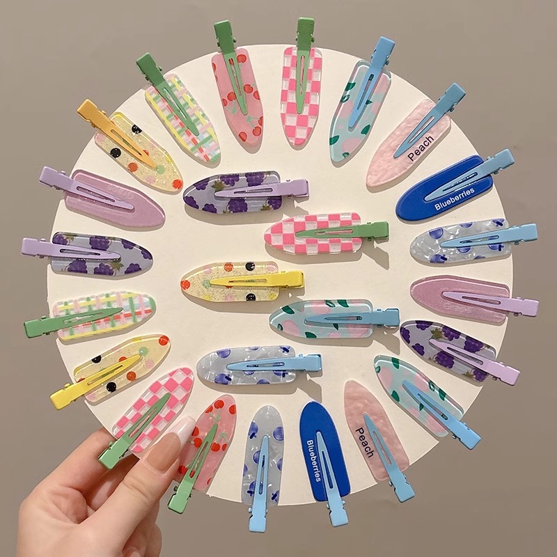 Clip de pelo de verano colorido lindo sin marcas clip de pelo de laterales mujeres frente clip de pelo de boca de pato clip de pelo de niños toque de pelo