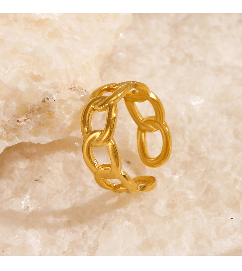 4g Weight PVD Coated Gold Plating Process 18K Gold Plated Plating Material Open Rings Classification PVD Coated 18K Gold Plated Geometric 304 Stainless Steel Modern Style Waterproof Non Tarnish Open Rings