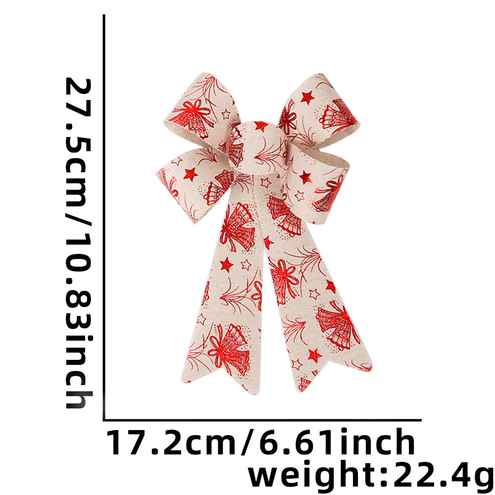 25cm grande Navidad arco adornos Navidad decorativo rayas Lino arco DIY accesorios colgante