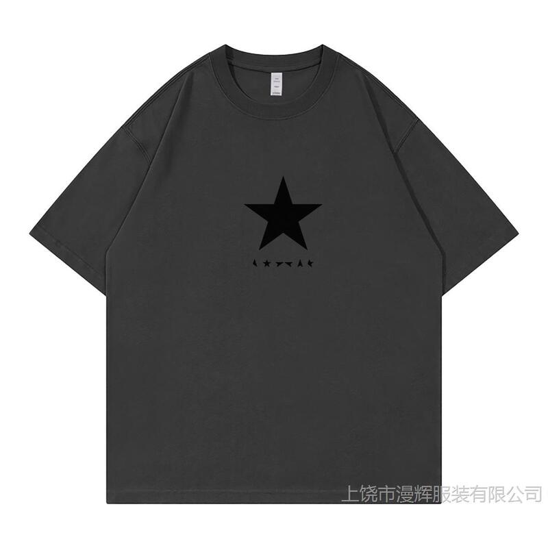 Black Star Casual Shoulder Loose Oasis Beatles Crewneck Rock Band Short Sleeve T-Shirt