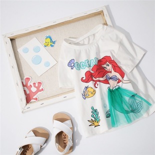 夏款兒童小童女童白雪公主立體網紗短袖T恤女孩可愛個性創意上衣