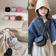一件代发新款个性儿童单肩包洋气百搭女孩斜挎包纯色PU设计零钱包