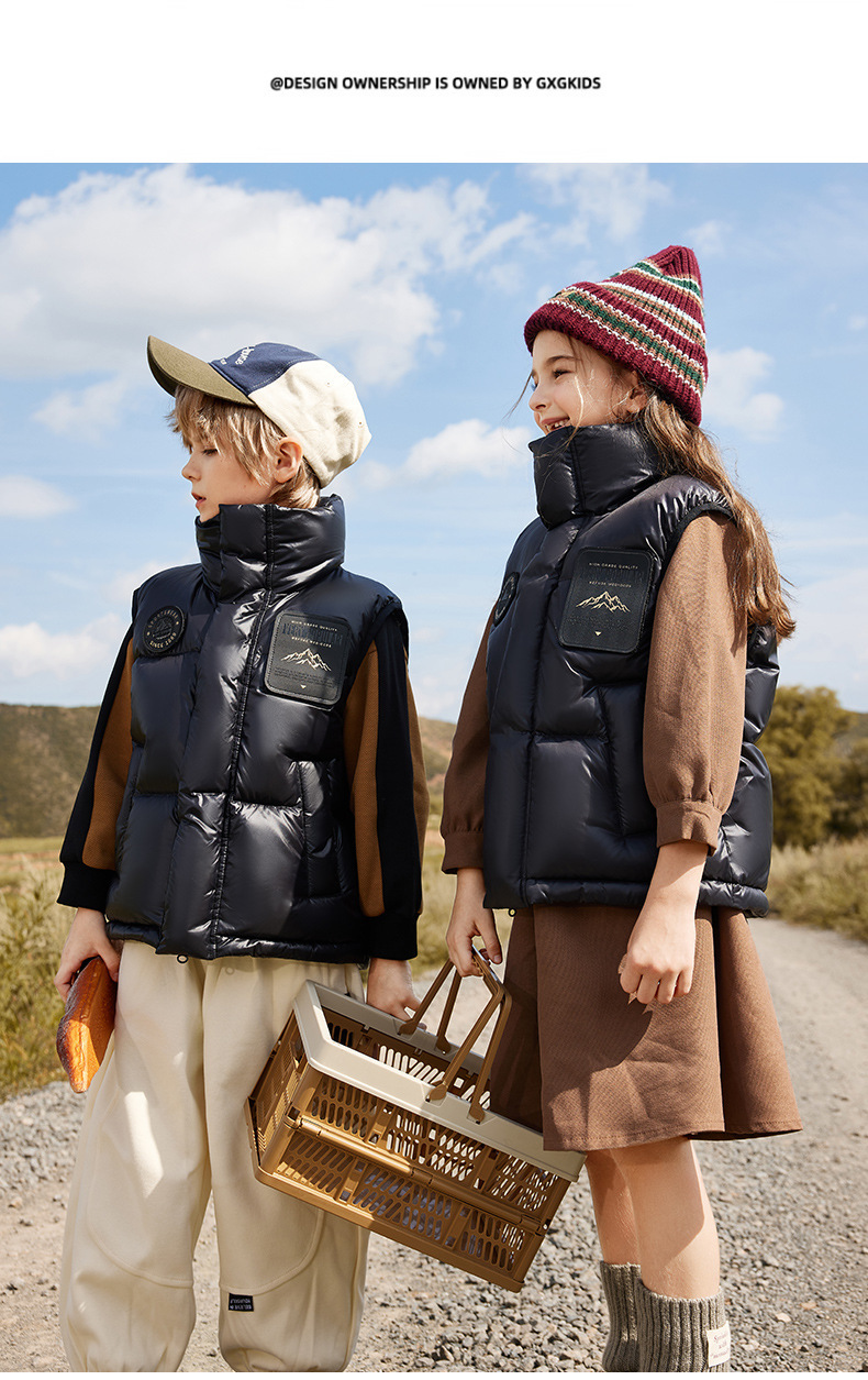 ​​Kids' Lightweight Down Vest – 90% White Duck Fill Puffer Sleeveless Jacket, Breathable & Warm, Unisex Layering Piece For School & Outdoor (Black)​​_voghion.com