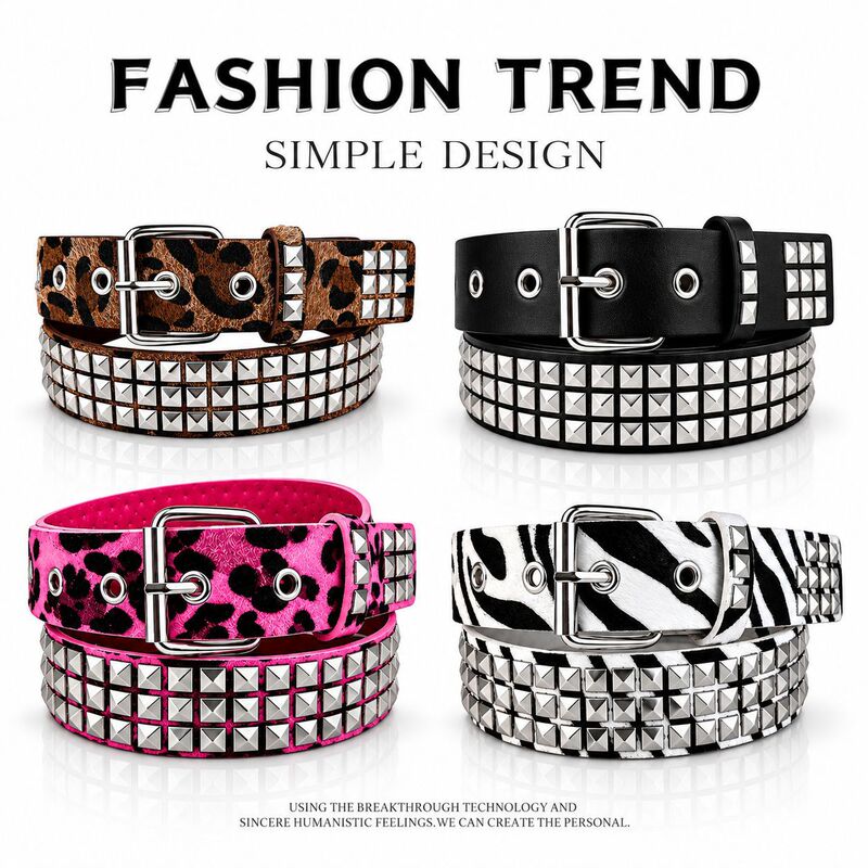 Dark rivet punk belt for women, PU leather trendy luxury belt, men's unique and trendy niche Y2K rivet belt Dark rivet punk belt for women, PU leather trendy luxury belt, men's unique and trendy niche Y2K rivet belt