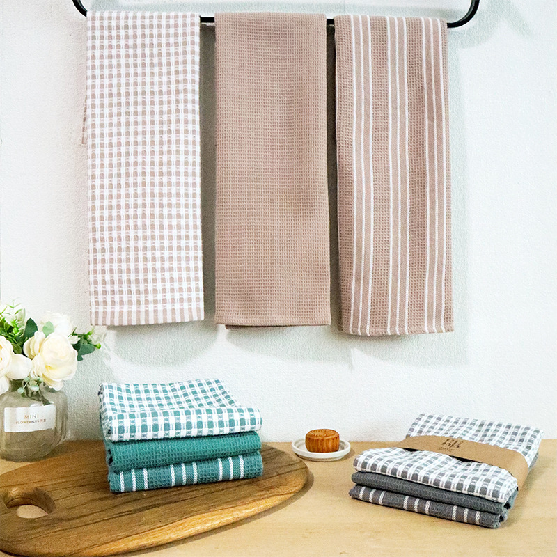 Cross-Border Supply Home Kitchen Set Tea Towel Nordic Style Cotton Fabric Napkin 100% Cotton Kitchen Towel Cross-Border Supply Home Kitchen Set Tea Towel Nordic Style Cotton Fabric Napkin 100% Cotton Kitchen Towel