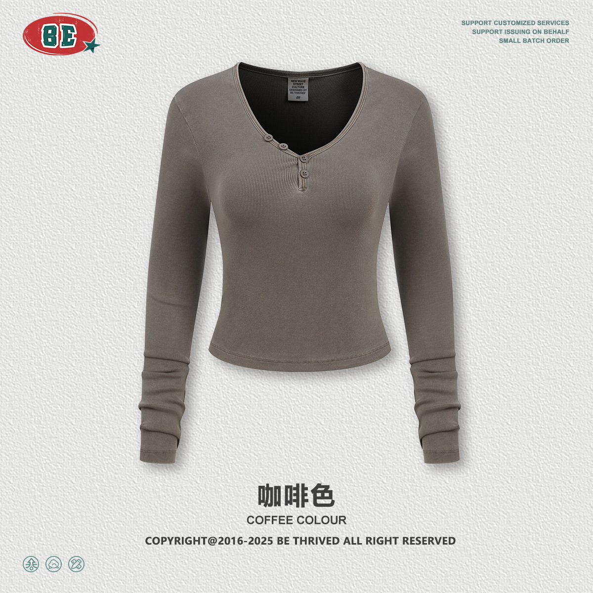 BE ropa de mujer | Suéter de manga larga con botones con cuello en V sexy puro europeo y americano, camisa de fondo delgada y delgada, camiseta de color sólido, mujer image 7