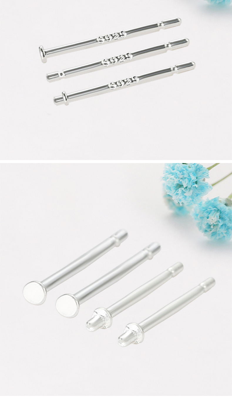 Factory Direct Sales S925 Silver Ear Studs Ear Bar Ear Stick Stud Earrings Silver Needle Diy Men/female Stud Earrings Earring Ornament Accessories display picture 1