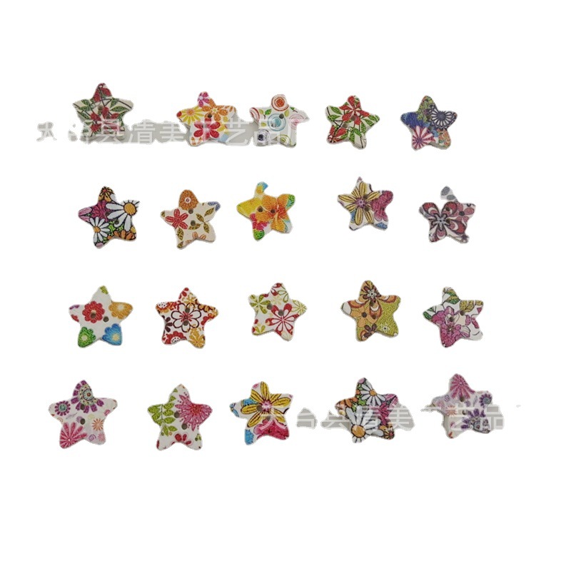 1,75 cm flores y plantas de fondo blanco estrella de cinco puntas flores y plantas pintadas de fondo blanco mezcla estrella de cinco puntas 100 por paquete