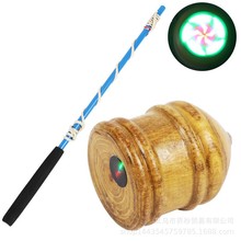 木质陀螺中老年健身木质木头打驼螺鞭绳冰嘎猴鞭打陀螺大号发光款