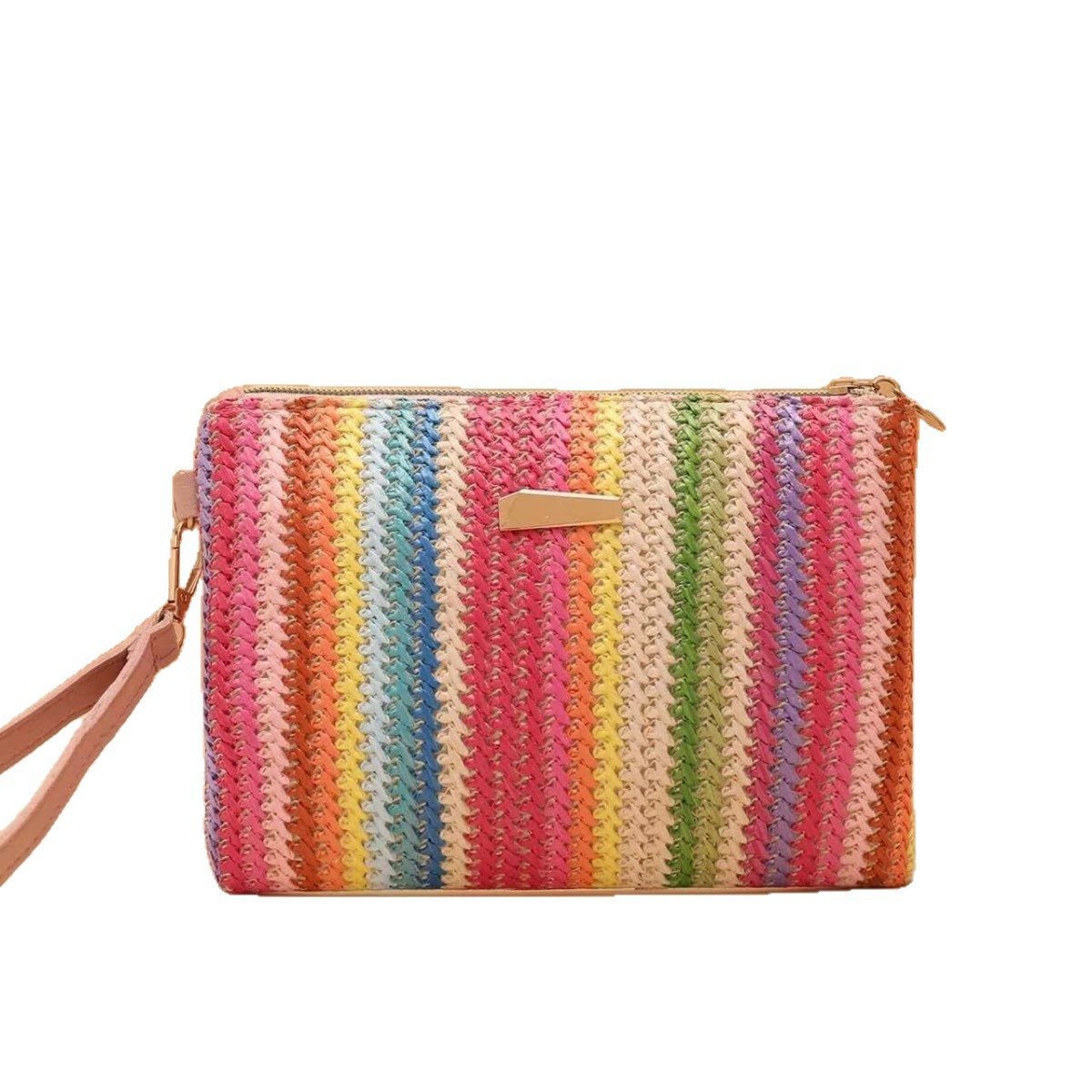 Bolsas de trenzado arco iris de moda transfronteriza para mujeres 2025 nuevo bolso de mano bolso de cambio pequeño bolso fresco bolso de mujer