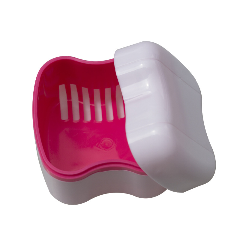 Venta al por mayor de estilo europeo de doble capa de boca completa dentadura de limpieza caja de almacenamiento con caja de almacenamiento de dientes caja de dentadura
