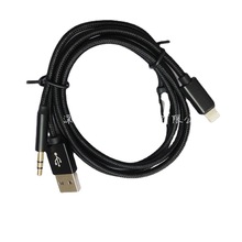 USB+3.5mm转Lightning一分二耳机线AUX音响线果15充电听歌车载音