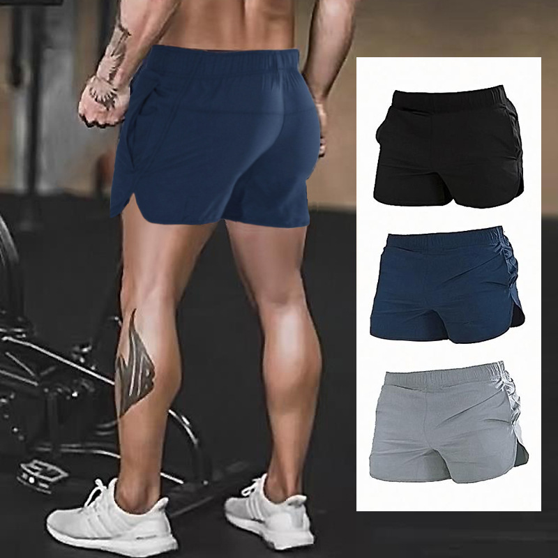 Running Fitness Sports Slim Elastic Thin Shorts Quick-Drying Beach Shorts Men's Vacation Breathable Three-Point Pants