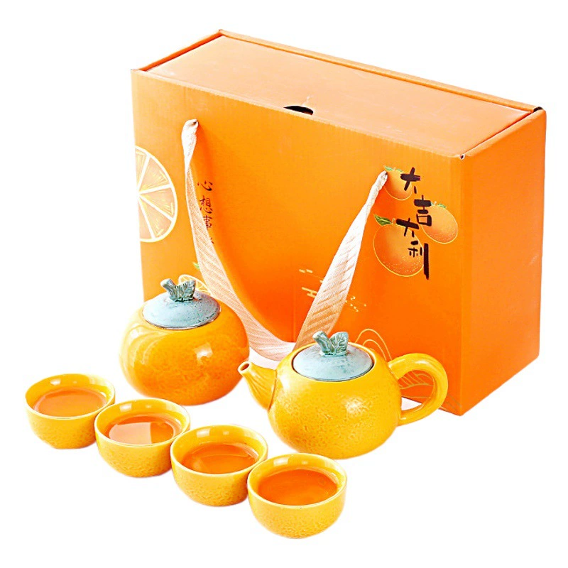 Lucky Tea Set оранжевый костюм Чайник Чайная Чашка Подарочная коробка с ручным подарком компания керамический креативный бизнес-подарок