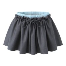 2024欧美风秋女装松紧腰腰部撞色裙裤  6624