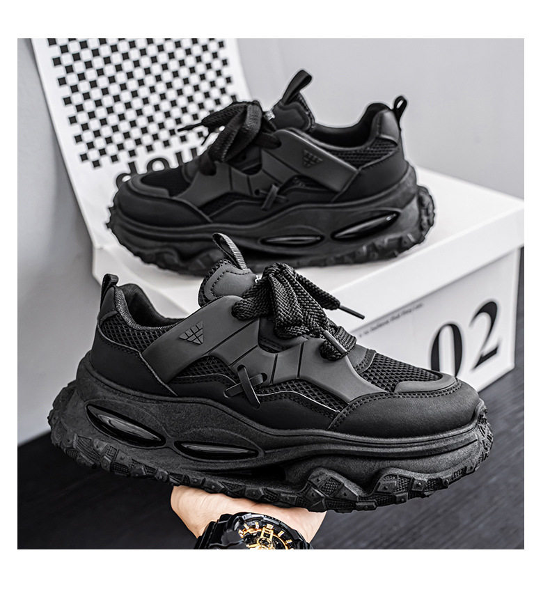 Giày thể thao nam sneaker lưới thoáng khí đế cao su đúc phun, gót thấp 1–3 cm — YC512 màu trắng, YC512 màu đen chi tiết 17