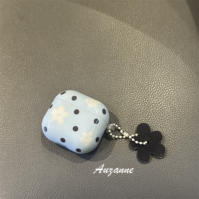 小众ins波点花朵带挂件适用AirPods3/4代苹果耳机壳保护套Pro2女|undefined