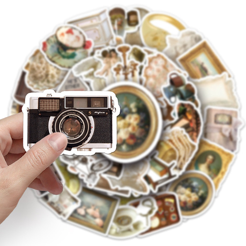 50 Ins-style vintage phone case stickers, literary and fresh DIY handmade journal gurka material stickers, waterproof decorative elements