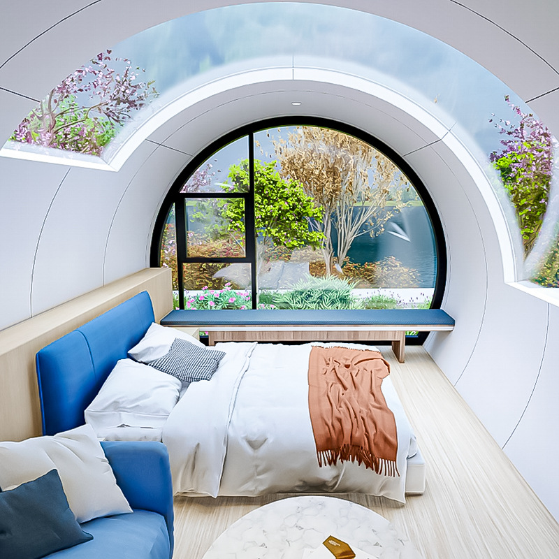Casa Móvil Cápsula Espacial, Alojamiento al Aire Libre, Habitación con Cielo Estrellado, Terraza de Aleación de Aluminio, Casa con Protección Solar, Fabricación y Ensamblaje de Almacén Apple