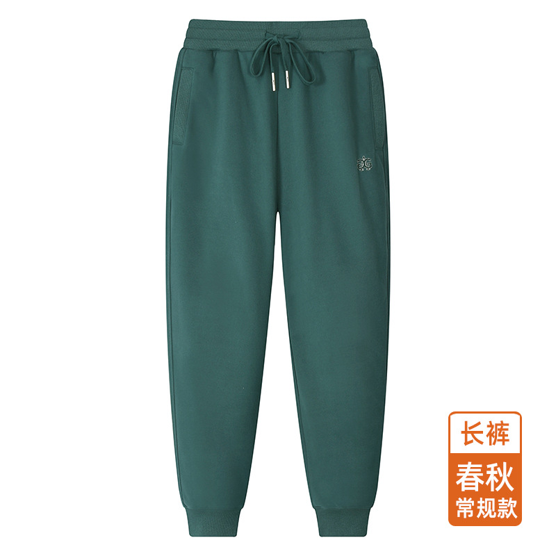 케이203250봄, 가을 캐주얼 짙은 녹색 바지 126 자수