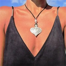 邦捷热销波西米亚心形合金吊坠颈链锁骨链文艺复古欧美风项链女