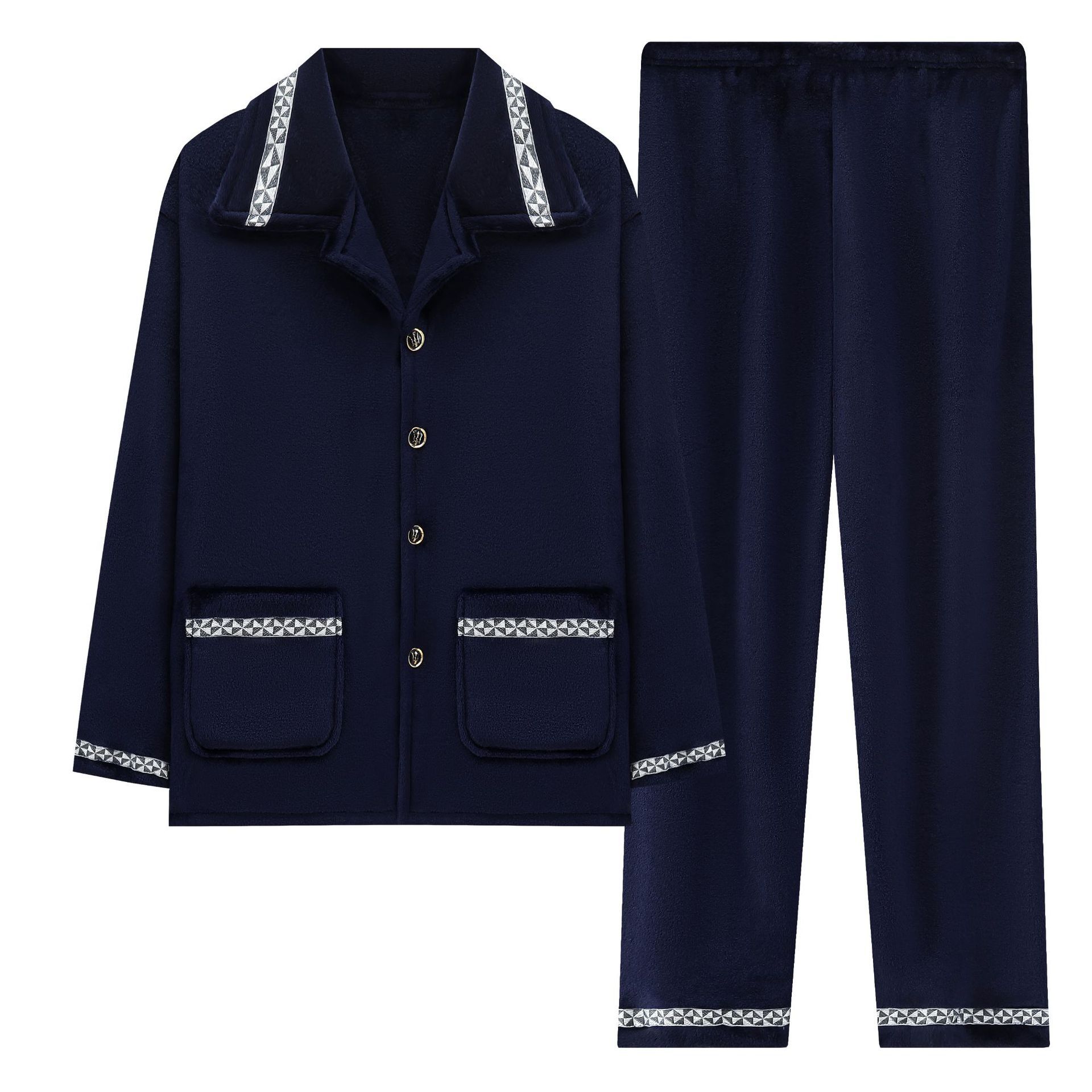 2024 new pajamas flannel winter men's long sleeve plus size plus thick 200kg home clothing suit