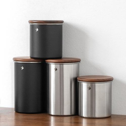 Round stainless steel coffee bean storage jar retro coffee powder sealed jar portable coffee jar kitchen storage jar