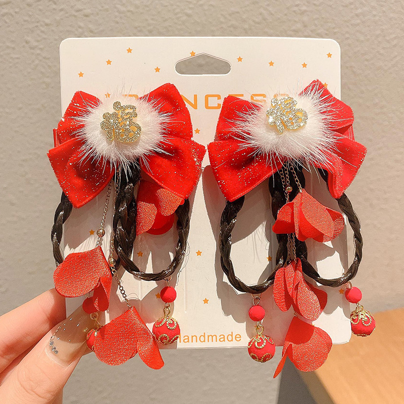 Horquillas Tradicionales Chinas para Niñas de Aleación y Terciopelo para Año Nuevo Chino