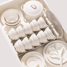 釉下彩白色螺纹家用陶瓷餐具盘子筷子汤碗面碗DIY组合米饭碗碟盘