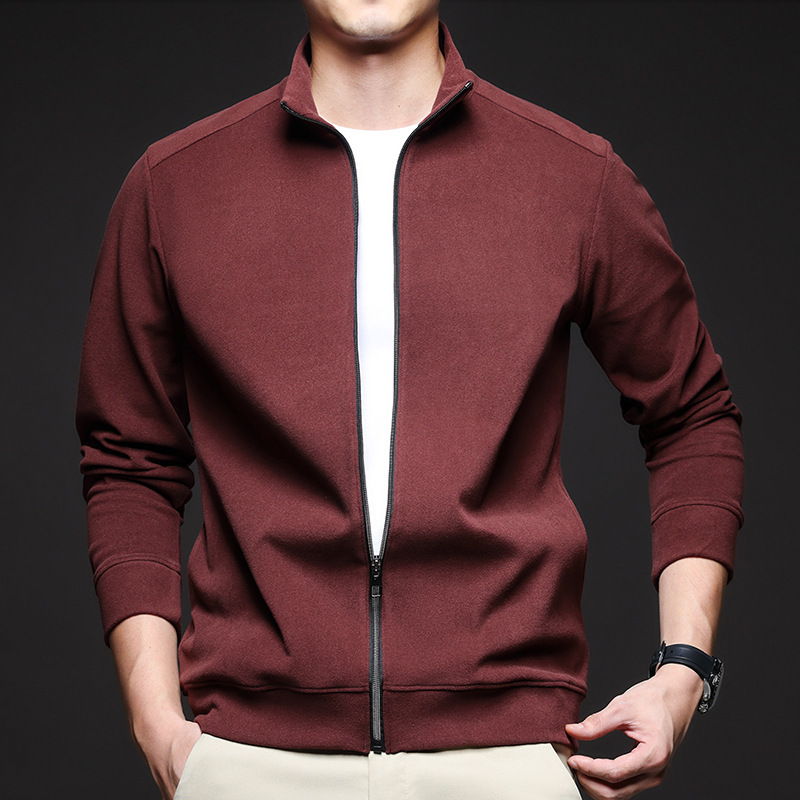 Men's Derong Cardigan Jacket Spring and Autumn New Fashion Casual Self-Heating Thickened Warm Solid Color Stand Collar Jacket