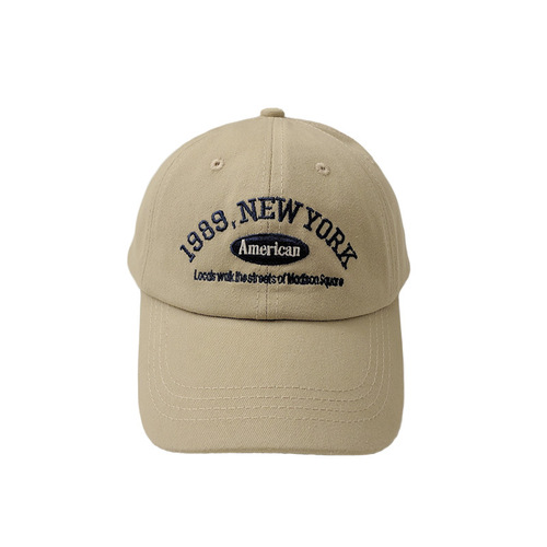 Korean retro baseball hat for women in autumn and winter, versatile street letter embroidery 1989 peaked cap for summer couples for men