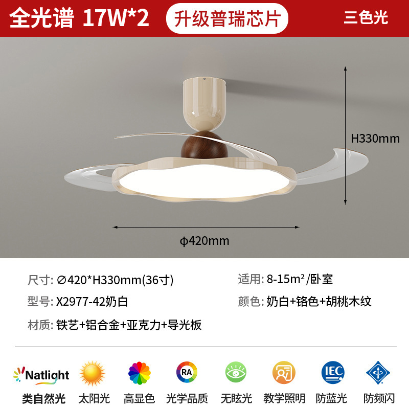 北欧隐形超薄风扇灯客厅吸顶灯餐厅卧室现代简约大气全光谱护眼灯|undefined