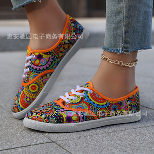 European and American Cross-Border Popular Irregular Color Canvas Shoes for Women, Spring and Autumn Shoes, Korean Style Street Style Casual Versatile Sneakers Wholesale