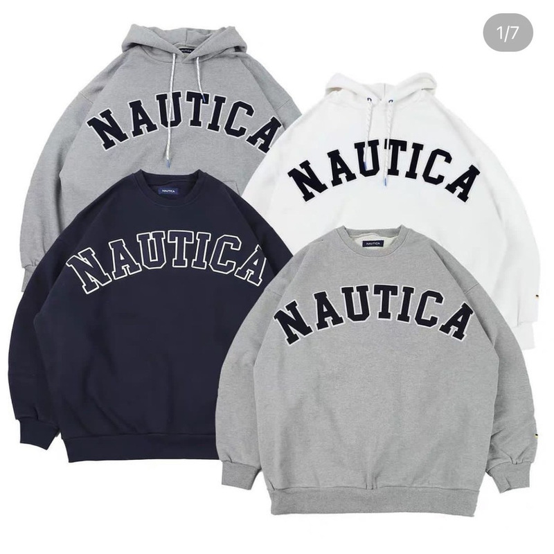 Nautica Hasegawa Embroidered Heavyweight Sweatshirt for Men and Women, Japanese Retro Cityboy Style, Loose Pullover Hoodie