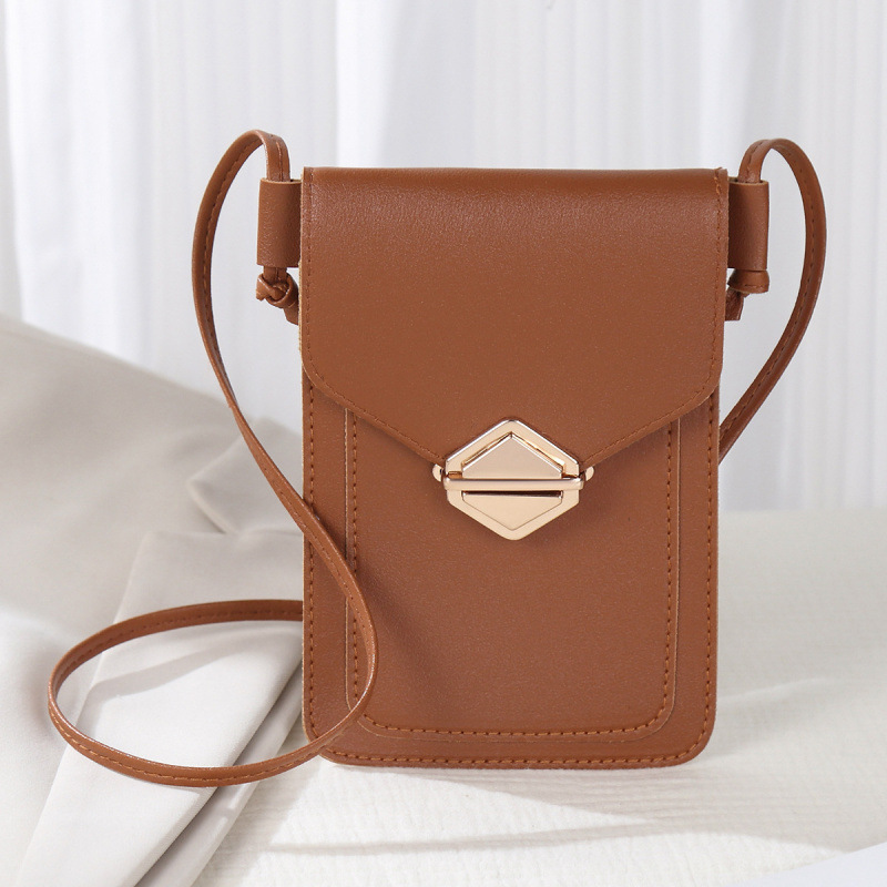 Bolso de moda de cadena de mujeres 2025, nueva versión coreana de botón de botón inclinado, bolso cuadrado casual de hombro sólido, bolso de cambio de teléfono móvil