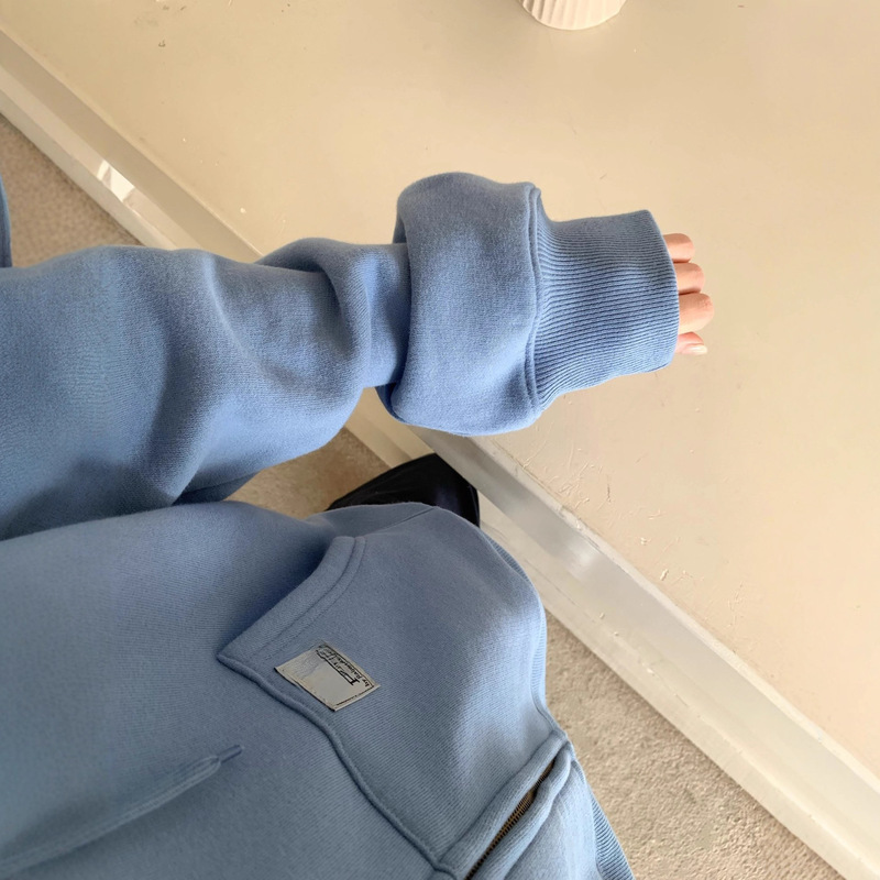 Special Offer, Non-Refundable, Original Hair, Good Reputation, Thin Velvet Zip-Up Hoodie, Loose Fit, American Style Sweatshirt Jacket, 25 Autumn Women's Collection