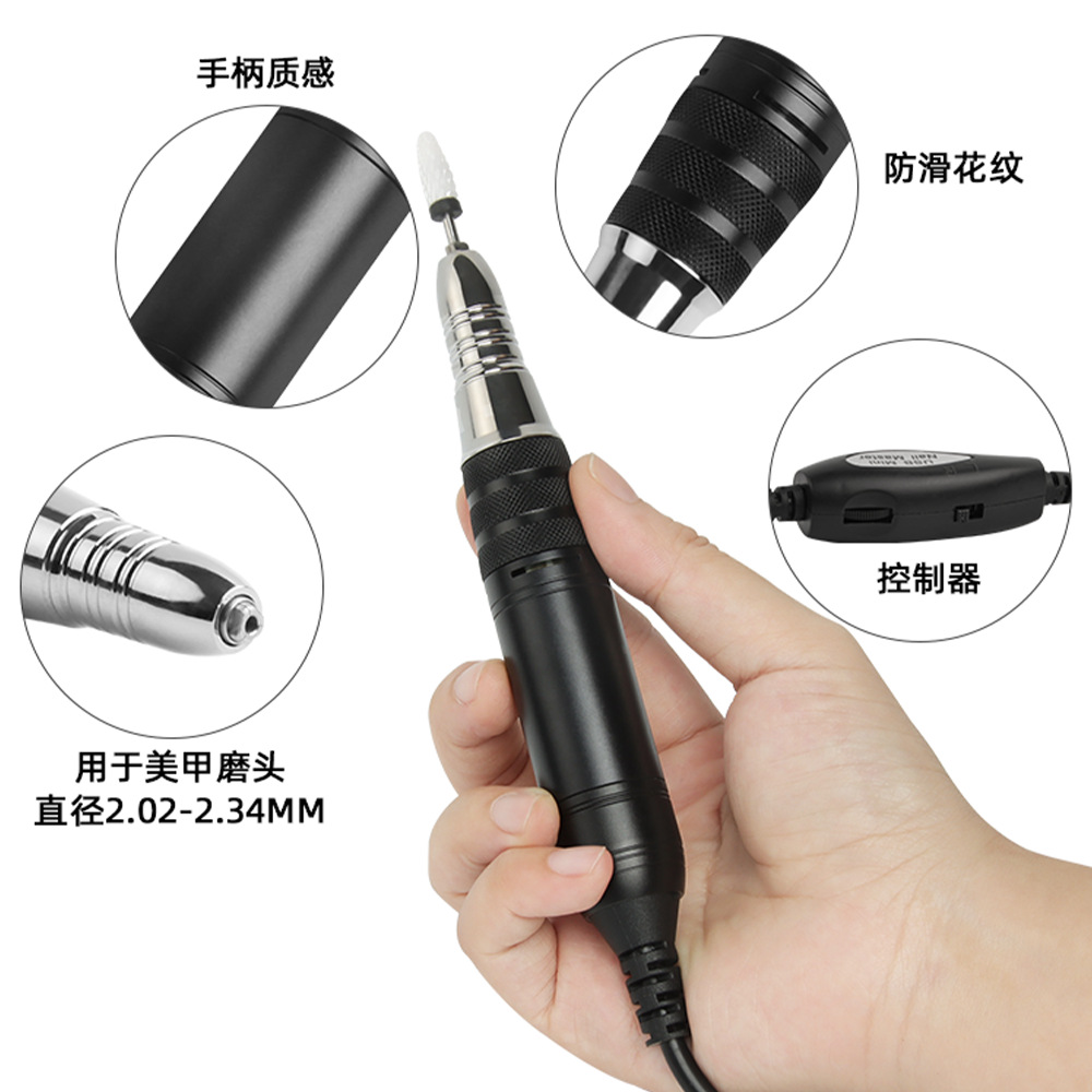 Pulidora de uñas portátil USB de 30000 rpm, removedor de uñas eléctrico, mini pulidora de uñas tipo bolígrafo para uso doméstico