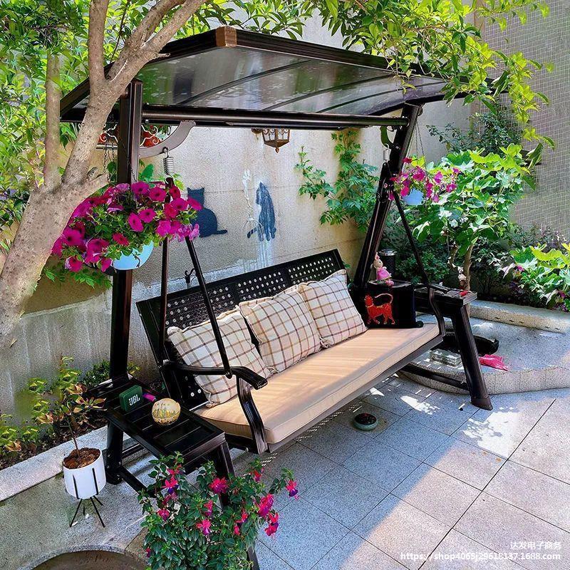 Outdoor Swing Outdoor Double Hammock Indoor Small Courtyard Cradle Household Garden Iron Rocking Chair Courtyard Swing Swing