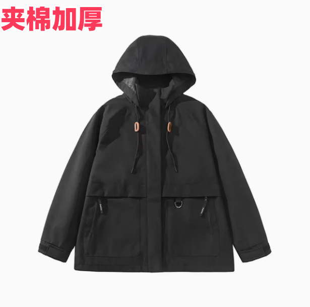 连帽冲锋衣外套女2025春秋新款休闲运动户外登山服工装夹克上衣潮|undefined