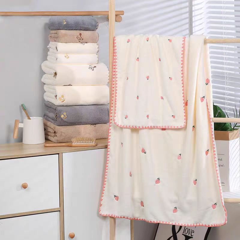 New Coral Velvet Peach Embroidered Towel Bath Towel Soft and Absorbent Not Easy to Shed Hair Special Bath Towel Bath Towel New Coral Velvet Peach Embroidered Towel Bath Towel Soft and Absorbent Not Easy to Shed Hair Special Bath Towel Bath Towel
