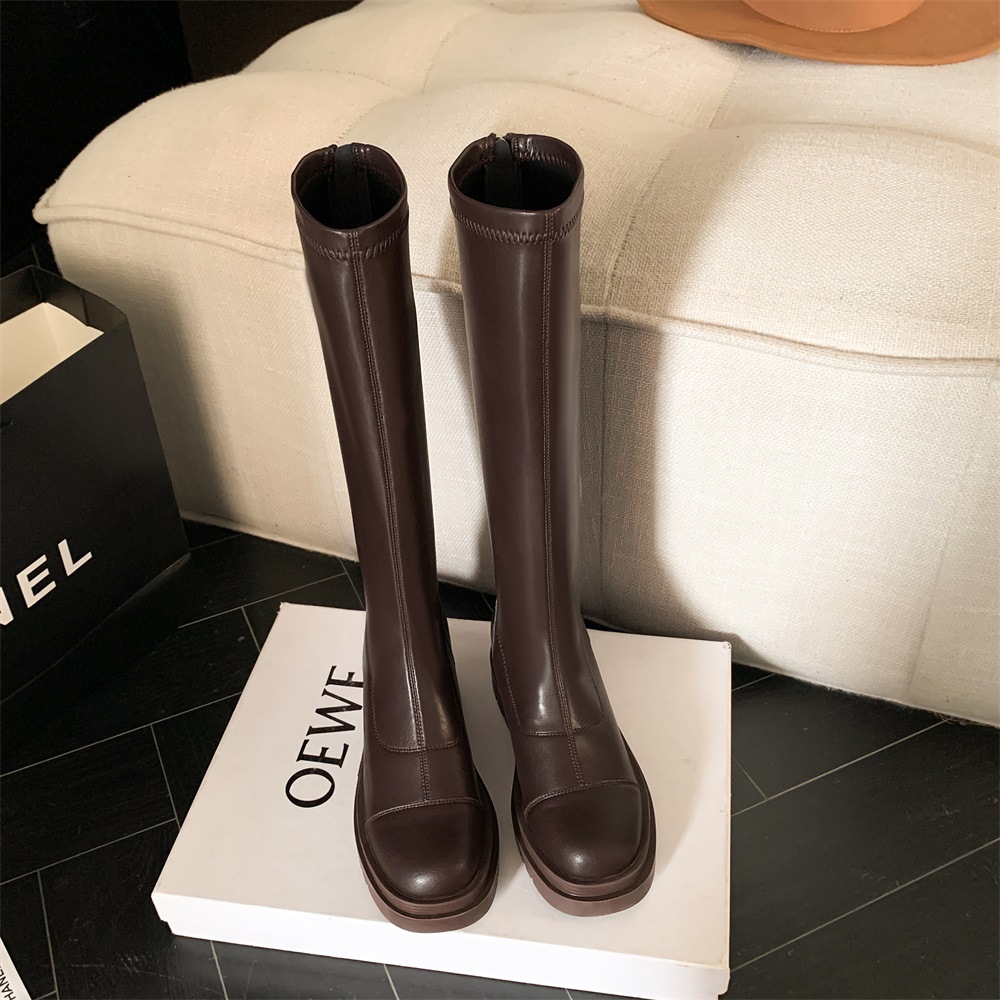 Pequeñas botas de altura hasta la rodilla zapatos de otoño e invierno para mujer botas finas botas elásticas de caballero botas altas de suela gruesa image 4