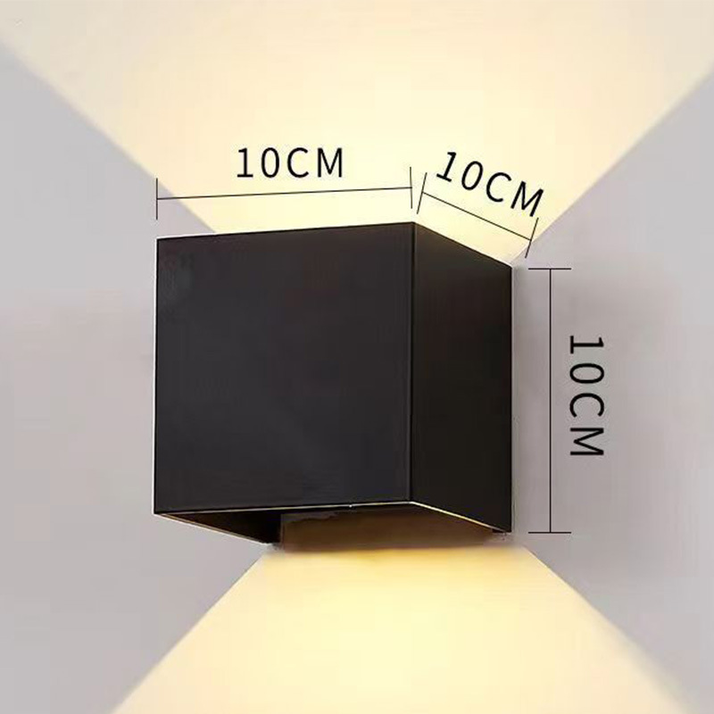 Luz de pared de cabecera del dormitorio nórdica simple cuadrada ultra delgada sala de estar luz de pared de fondo balcón luz de atmósfera impermeable exterior