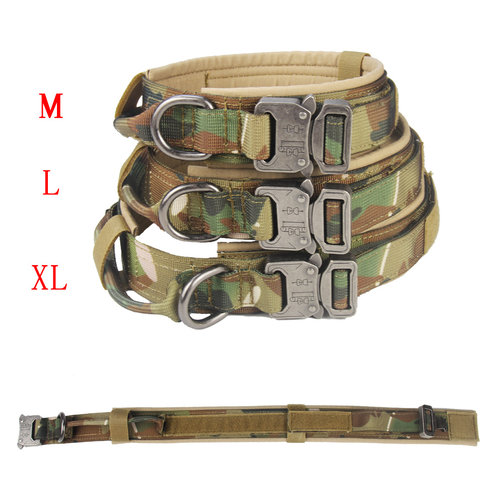 Venta directa de fábrica Hebilla de cobra Nylon Anti-desgaste Collar de tracción para perros Entrenamiento táctico al aire libre Collar para perros militares