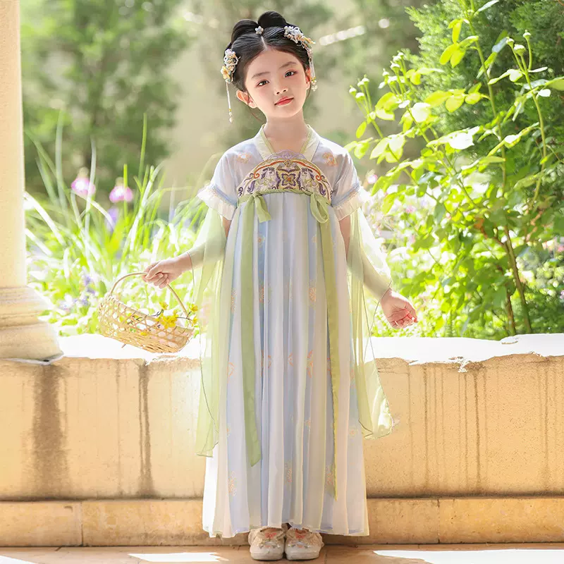 女童汉服中国超仙连衣裙女孩2025新款古风儿童唐装裙子古装