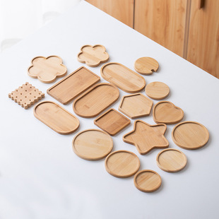 Vintage Bamboo Coaster Round Flower Pot Mat Rectangular Creative Heart-Shaped Breakfast Coffee Insulation Mat Engraving Logo