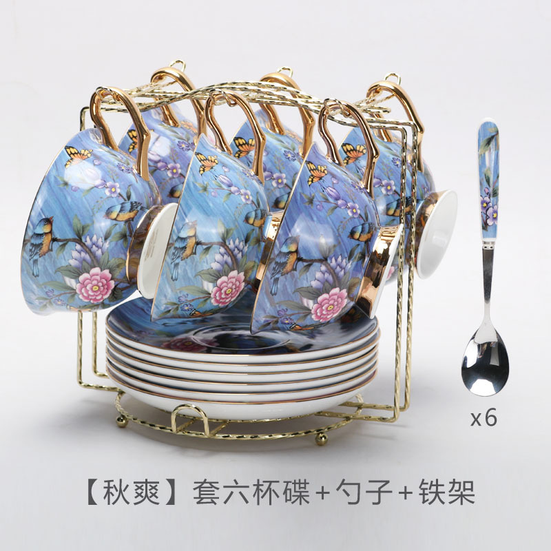 Luz de estilo europeo de lujo hueso China taza de café y platillo traje británico té de la tarde juego de gama alta exquisita novias regalo