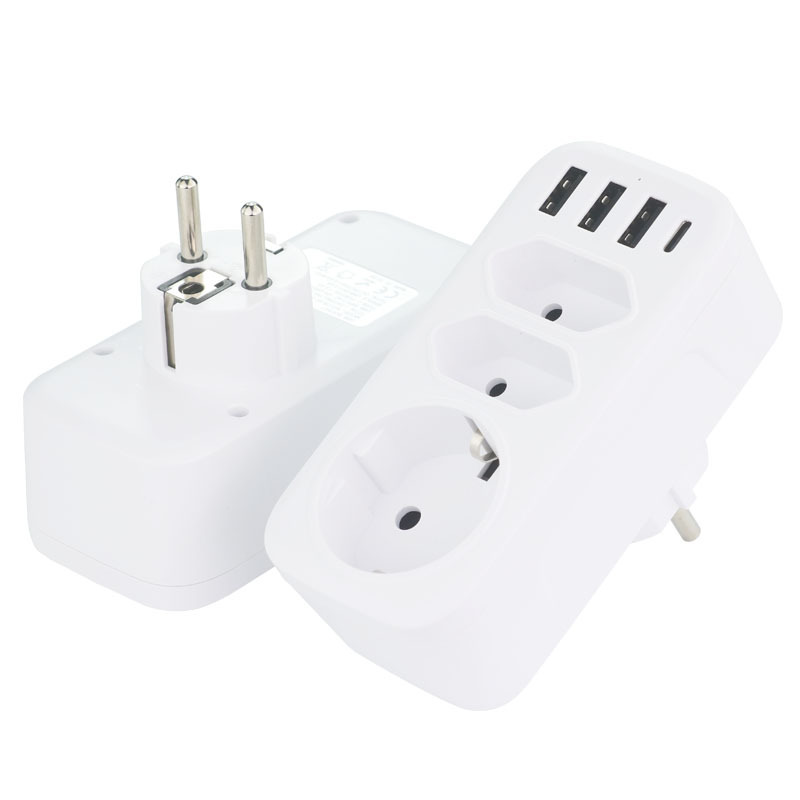 New Type-C German-Korean One-To-Three 3Usb Conversion Plug European Standard Multi-Purpose Extender Wall Socket Multi-Function