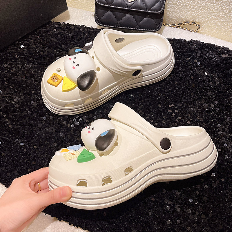 흰색 두꺼운 밑창 스웨트 도그 크록스