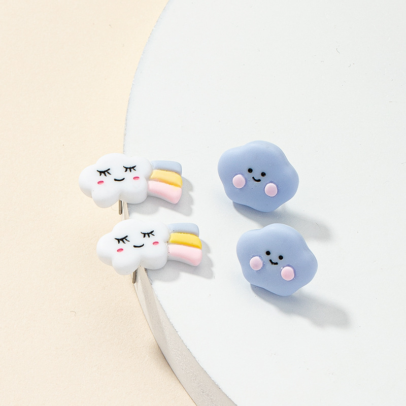 Boucles D&#39;oreilles Arc-en-ciel Nuage Dessin Animé Mignon Couleur Bonbon Smiley display picture 2